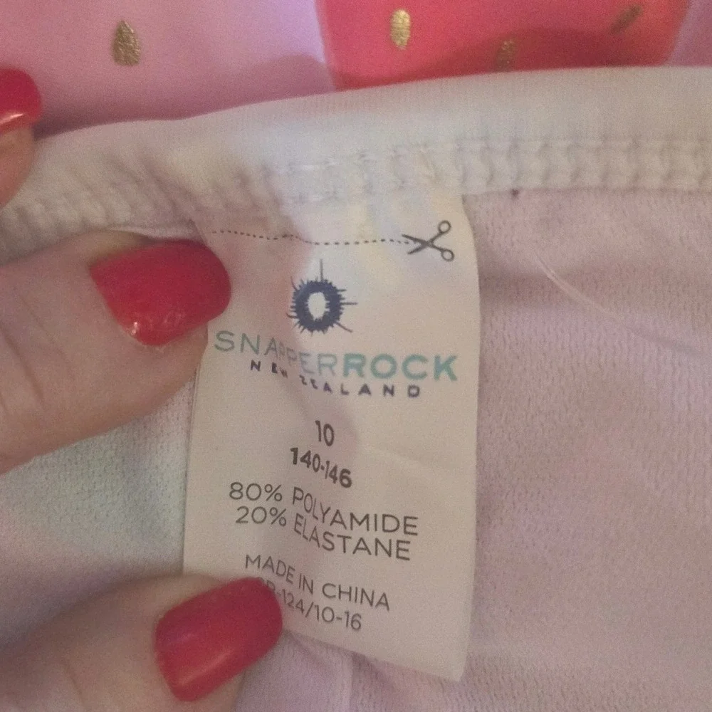 Snapper Rock Girls Pink Watermelon Popsicle Swim Shorts Ruched Side Ties Size 10